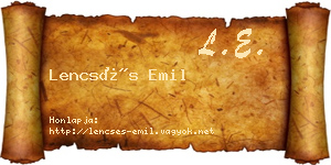 Lencsés Emil névjegykártya